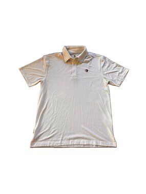 Duck Head Polo Shirt Mens Medium Light Gray Short Sleeve Mallard Logo Golf Knit